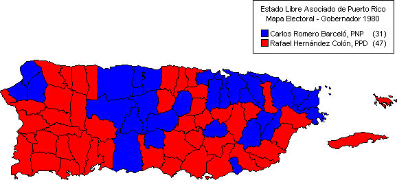 пуэрто-рико выборы губернатора 1980 карта