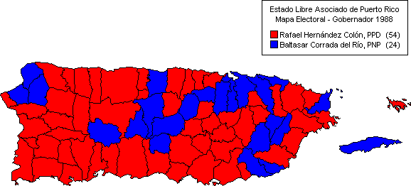 пуэрто-рико парламентские выборы 1988 карта
