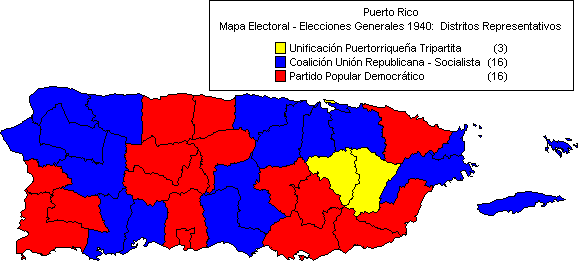Mapa: Elecciones Generales 1940 - Distritos Representativos