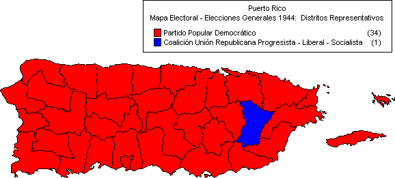 Mapa: Elecciones Generales 1944 - Distritos Representativos